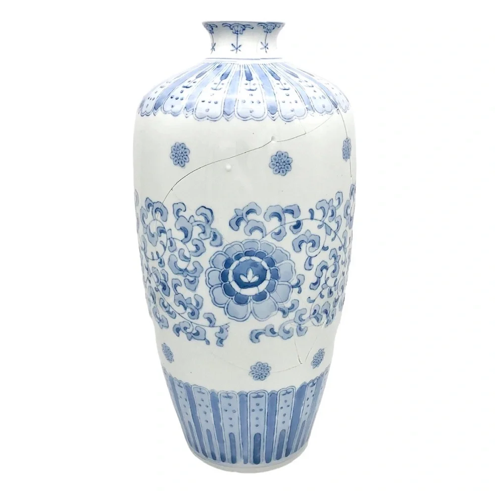 Kintsugi Vase 15” Chinese Porcelain Gold Crack Art Growth Anniversary Gift - Picture 12 of 12
